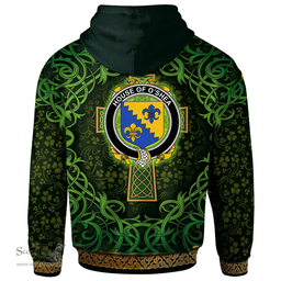 ScotsTee Shop Irish House of O'SHEA Coat of Arms Family Crest Ireland Hoodie Celtic Cross Shamrock Patterns