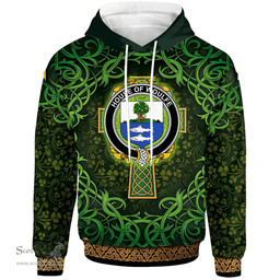 ScotsTee Shop Irish House of WOULFE Coat of Arms Family Crest Ireland Hoodie Celtic Cross Shamrock Patterns