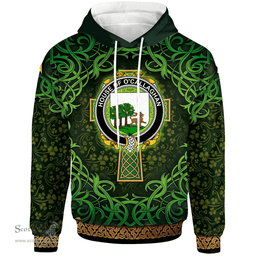 ScotsTee Shop Irish House of O'CALLAGHAN Coat of Arms Family Crest Ireland Hoodie Celtic Cross Shamrock Patterns