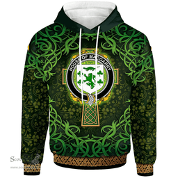 ScotsTee Shop Irish House of MACGARRY Coat of Arms Family Crest Ireland Hoodie Celtic Cross Shamrock Patterns