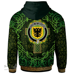ScotsTee Shop Irish House of BROWNE Coat of Arms Family Crest Ireland Hoodie Celtic Cross Shamrock Patterns