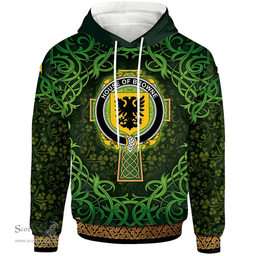 ScotsTee Shop Irish House of BROWNE Coat of Arms Family Crest Ireland Hoodie Celtic Cross Shamrock Patterns