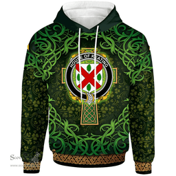 ScotsTee Shop Irish House of KEATING Coat of Arms Family Crest Ireland Hoodie Celtic Cross Shamrock Patterns