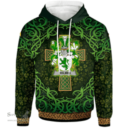 ScotsTee Shop Irish Holmes Coat of Arms Family Crest Ireland Hoodie Celtic Cross Shamrock Patterns