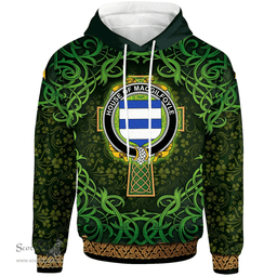 ScotsTee Shop Irish House of MACGILFOYLE Coat of Arms Family Crest Ireland Hoodie Celtic Cross Shamrock Patterns