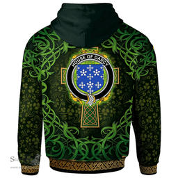 ScotsTee Shop Irish House of DARCY Coat of Arms Family Crest Ireland Hoodie Celtic Cross Shamrock Patterns