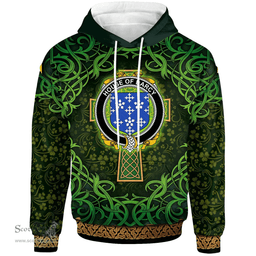 ScotsTee Shop Irish House of DARCY Coat of Arms Family Crest Ireland Hoodie Celtic Cross Shamrock Patterns