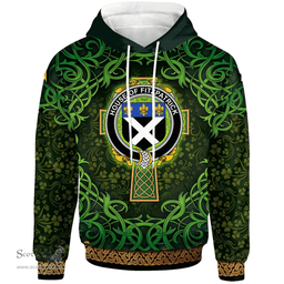 ScotsTee Shop Irish House of FITZPATRICK Coat of Arms Family Crest Ireland Hoodie Celtic Cross Shamrock Patterns