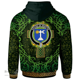 ScotsTee Shop Irish House of MARTIN Coat of Arms Family Crest Ireland Hoodie Celtic Cross Shamrock Patterns