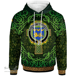ScotsTee Shop Irish House of MACGOVERN Coat of Arms Family Crest Ireland Hoodie Celtic Cross Shamrock Patterns