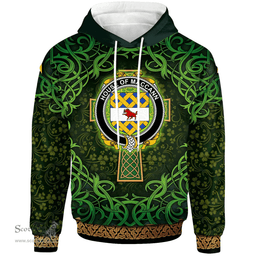 ScotsTee Shop Irish House of MACCANN Coat of Arms Family Crest Ireland Hoodie Celtic Cross Shamrock Patterns
