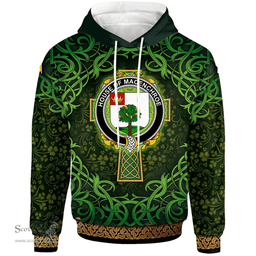 ScotsTee Shop Irish House of MACENCHROE Coat of Arms Family Crest Ireland Hoodie Celtic Cross Shamrock Patterns
