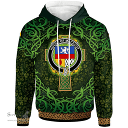 ScotsTee Shop Irish House of MACEVOY Coat of Arms Family Crest Ireland Hoodie Celtic Cross Shamrock Patterns