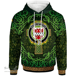 ScotsTee Shop Irish House of JOYCE Coat of Arms Family Crest Ireland Hoodie Celtic Cross Shamrock Patterns