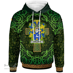 ScotsTee Shop Irish Holland Coat of Arms Family Crest Ireland Hoodie Celtic Cross Shamrock Patterns