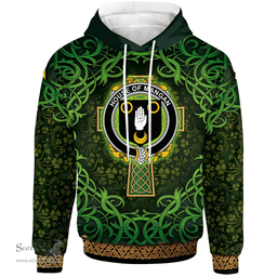 ScotsTee Shop Irish House of MANGAN Coat of Arms Family Crest Ireland Hoodie Celtic Cross Shamrock Patterns