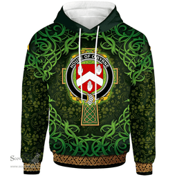 ScotsTee Shop Irish House of O'BYRNE Coat of Arms Family Crest Ireland Hoodie Celtic Cross Shamrock Patterns