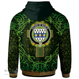 ScotsTee Shop Irish House of NAGLE Coat of Arms Family Crest Ireland Hoodie Celtic Cross Shamrock Patterns