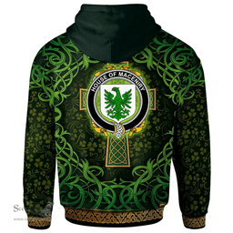 ScotsTee Shop Irish House of MACENIRY Coat of Arms Family Crest Ireland Hoodie Celtic Cross Shamrock Patterns