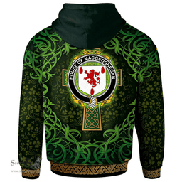 ScotsTee Shop Irish House of MACGEOGHEGAN Coat of Arms Family Crest Ireland Hoodie Celtic Cross Shamrock Patterns