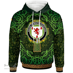 ScotsTee Shop Irish House of MACGEOGHEGAN Coat of Arms Family Crest Ireland Hoodie Celtic Cross Shamrock Patterns