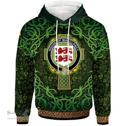 ScotsTee Shop Irish House of MACCLANCY Coat of Arms Family Crest Ireland Hoodie Celtic Cross Shamrock Patterns