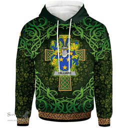 ScotsTee Shop Irish Hilliard Coat of Arms Family Crest Ireland Hoodie Celtic Cross Shamrock Patterns