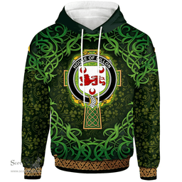 ScotsTee Shop Irish House of DILLON Coat of Arms Family Crest Ireland Hoodie Celtic Cross Shamrock Patterns