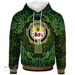 ScotsTee Shop Irish House of O'BOLAND Coat of Arms Family Crest Ireland Hoodie Celtic Cross Shamrock Patterns