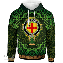 ScotsTee Shop Irish House of BURKE Coat of Arms Family Crest Ireland Hoodie Celtic Cross Shamrock Patterns