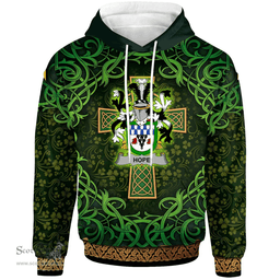 ScotsTee Shop Irish Hope Coat of Arms Family Crest Ireland Hoodie Celtic Cross Shamrock Patterns