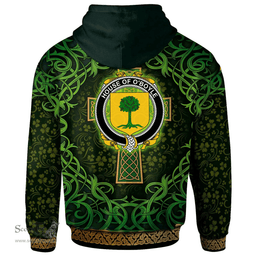 ScotsTee Shop Irish House of O'BOYLE Coat of Arms Family Crest Ireland Hoodie Celtic Cross Shamrock Patterns