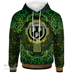 ScotsTee Shop Irish House of O'KENNEDY Coat of Arms Family Crest Ireland Hoodie Celtic Cross Shamrock Patterns