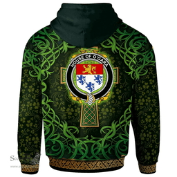 ScotsTee Shop Irish House of O'GARA Coat of Arms Family Crest Ireland Hoodie Celtic Cross Shamrock Patterns