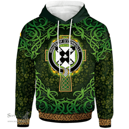 ScotsTee Shop Irish House of O'CONNOLLY Coat of Arms Family Crest Ireland Hoodie Celtic Cross Shamrock Patterns