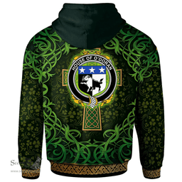 ScotsTee Shop Irish House of O'DORAN Coat of Arms Family Crest Ireland Hoodie Celtic Cross Shamrock Patterns