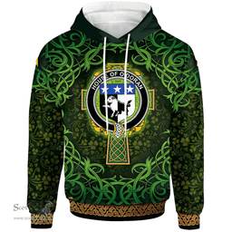 ScotsTee Shop Irish House of O'DORAN Coat of Arms Family Crest Ireland Hoodie Celtic Cross Shamrock Patterns