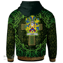 ScotsTee Shop Irish Lany or Laney Coat of Arms Family Crest Ireland Hoodie Celtic Cross Shamrock Patterns