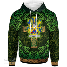 ScotsTee Shop Irish Lany or Laney Coat of Arms Family Crest Ireland Hoodie Celtic Cross Shamrock Patterns