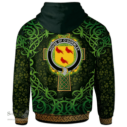 ScotsTee Shop Irish House of O'GORMLEY Coat of Arms Family Crest Ireland Hoodie Celtic Cross Shamrock Patterns