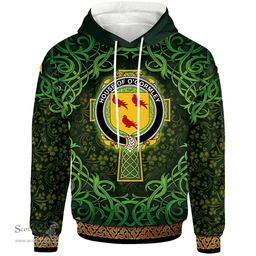 ScotsTee Shop Irish House of O'GORMLEY Coat of Arms Family Crest Ireland Hoodie Celtic Cross Shamrock Patterns