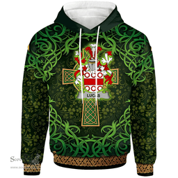 ScotsTee Shop Irish Lucas or Luke Coat of Arms Family Crest Ireland Hoodie Celtic Cross Shamrock Patterns