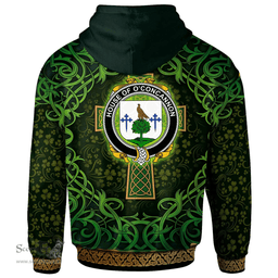 ScotsTee Shop Irish House of O'CONCANNON Coat of Arms Family Crest Ireland Hoodie Celtic Cross Shamrock Patterns