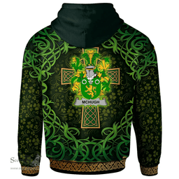 ScotsTee Shop Irish McHugh or MacHugh Coat of Arms Family Crest Ireland Hoodie Celtic Cross Shamrock Patterns