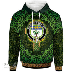 ScotsTee Shop Irish House of O'DOWLING Coat of Arms Family Crest Ireland Hoodie Celtic Cross Shamrock Patterns