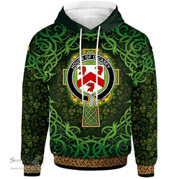 ScotsTee Shop Irish House of O'CASEY Coat of Arms Family Crest Ireland Hoodie Celtic Cross Shamrock Patterns