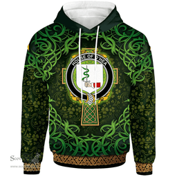 ScotsTee Shop Irish House of O'HEA Coat of Arms Family Crest Ireland Hoodie Celtic Cross Shamrock Patterns