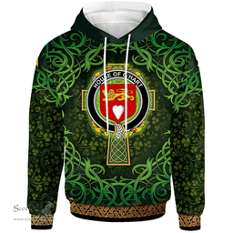 ScotsTee Shop Irish House of O'HART Coat of Arms Family Crest Ireland Hoodie Celtic Cross Shamrock Patterns