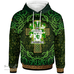 ScotsTee Shop Irish McGarry or Garry Coat of Arms Family Crest Ireland Hoodie Celtic Cross Shamrock Patterns