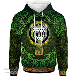 ScotsTee Shop Irish House of O'HIGGIN Coat of Arms Family Crest Ireland Hoodie Celtic Cross Shamrock Patterns